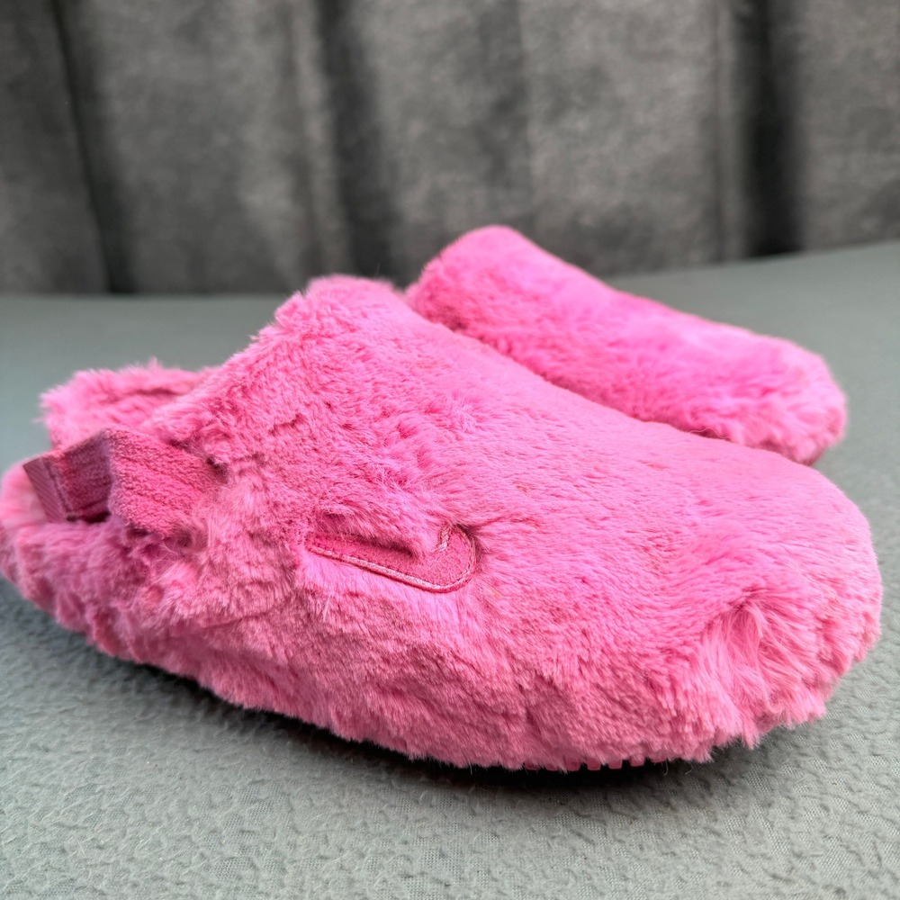 Nike Burrow SE Pink Faux Fur Slippers FZ3119-600 Womens 9 Comfort Slides